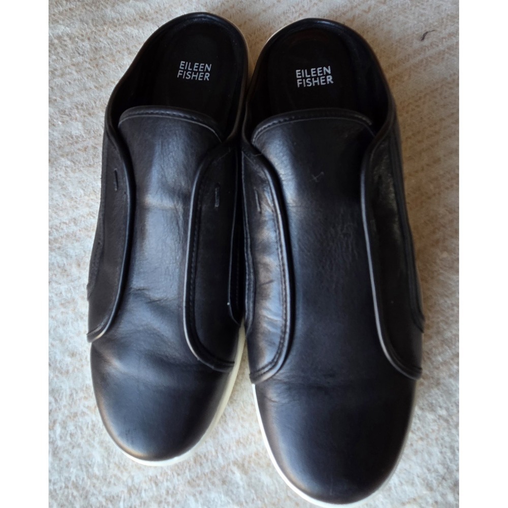 EILEEN FISHER Pacy Leather Slip-on Sneakers Sz 10 VG USED Condition